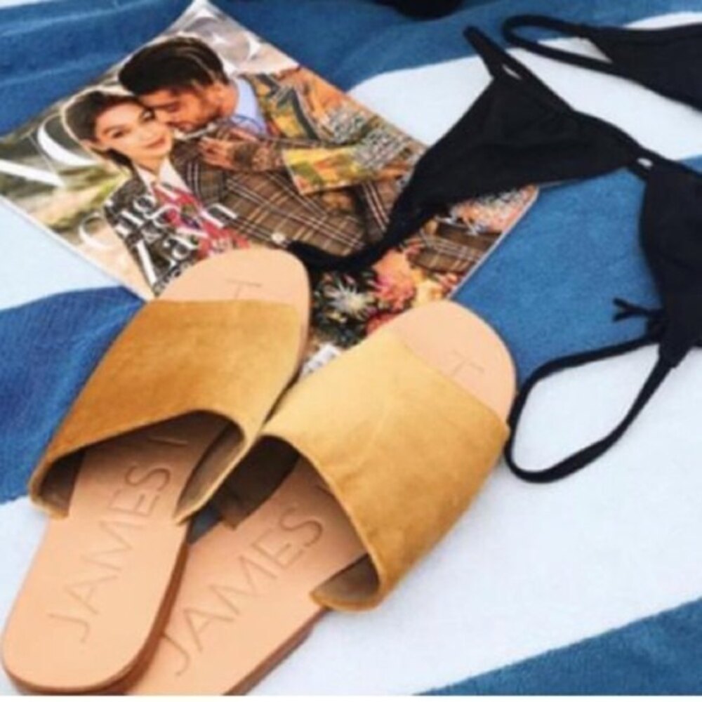 James Smith Off Duty Sandals in Marigold Velvet 37